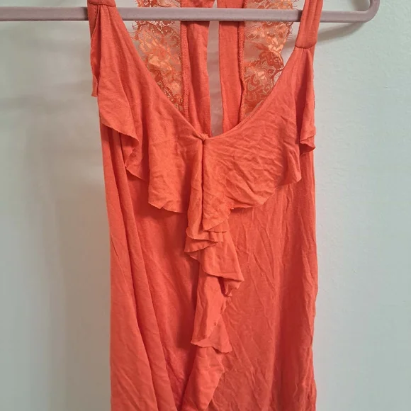 Charlotte Russe new with Tags. tank keyhole back Orange Ruffled Lace Back Top - Picture 1 of 2